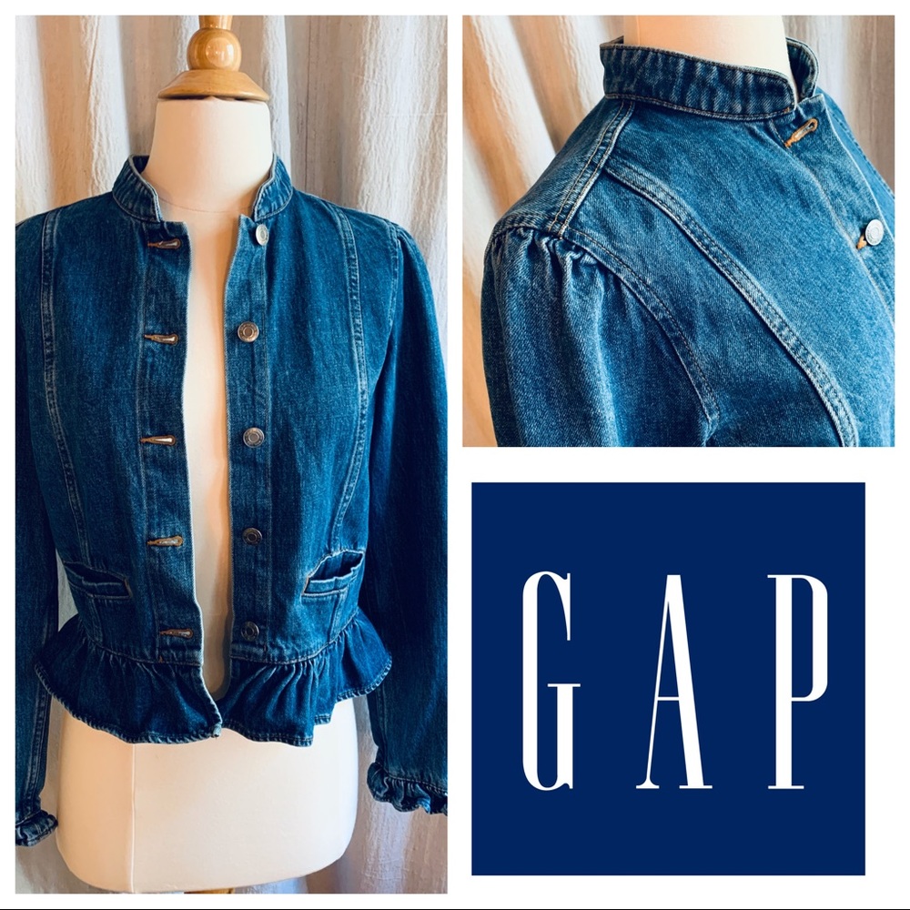 Adorable Gap Ruffle Denim Jacket, Size XS